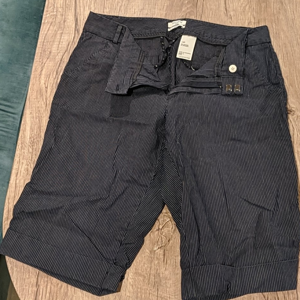 Dockers navy white pinstripe cuffed bermuda shorts